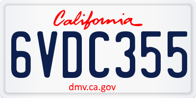 CA license plate 6VDC355