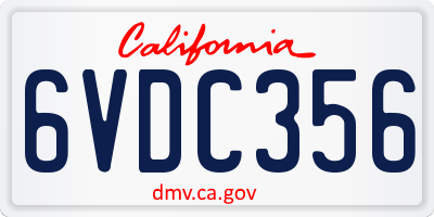 CA license plate 6VDC356