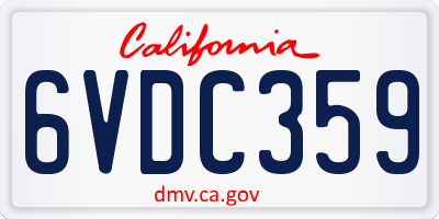 CA license plate 6VDC359