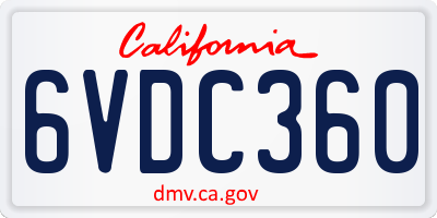 CA license plate 6VDC360