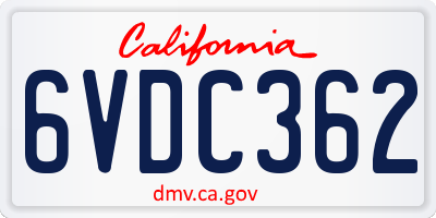 CA license plate 6VDC362