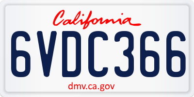 CA license plate 6VDC366