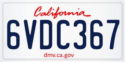 CA license plate 6VDC367