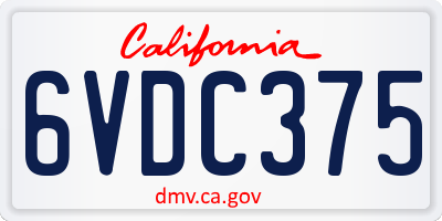 CA license plate 6VDC375