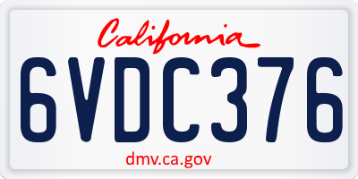 CA license plate 6VDC376