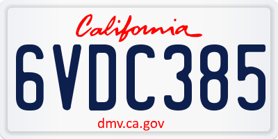 CA license plate 6VDC385