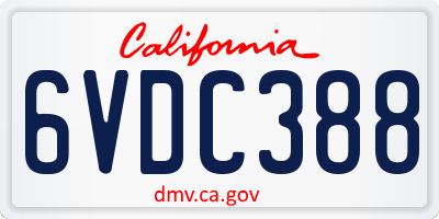 CA license plate 6VDC388