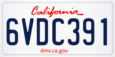 CA license plate 6VDC391