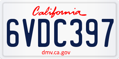 CA license plate 6VDC397