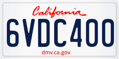 CA license plate 6VDC400