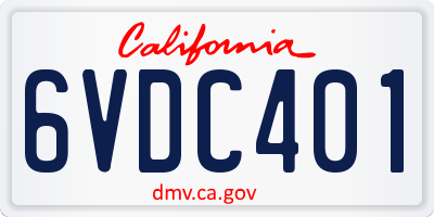 CA license plate 6VDC401
