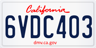 CA license plate 6VDC403
