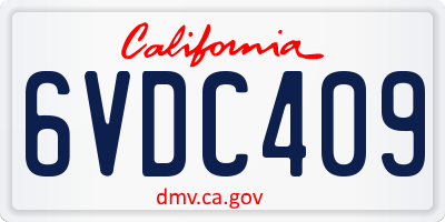 CA license plate 6VDC409