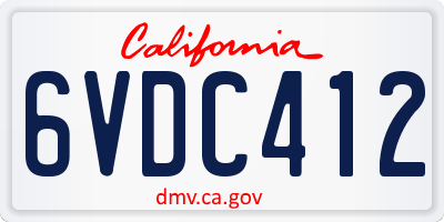 CA license plate 6VDC412
