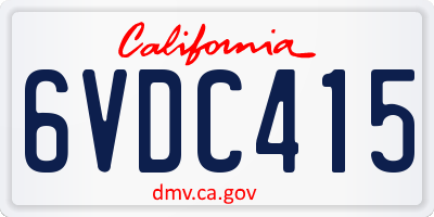 CA license plate 6VDC415