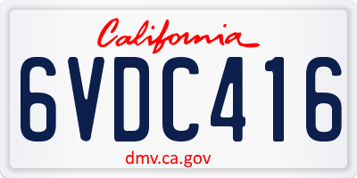 CA license plate 6VDC416