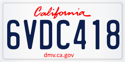 CA license plate 6VDC418