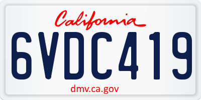 CA license plate 6VDC419