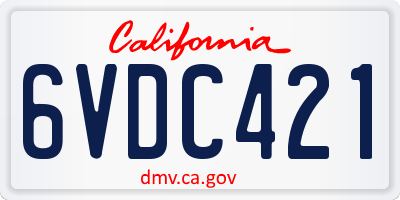CA license plate 6VDC421