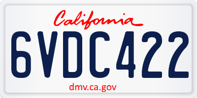 CA license plate 6VDC422