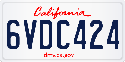 CA license plate 6VDC424