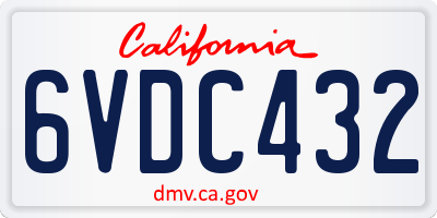 CA license plate 6VDC432