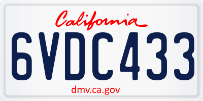 CA license plate 6VDC433