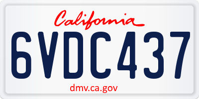 CA license plate 6VDC437