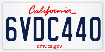 CA license plate 6VDC440