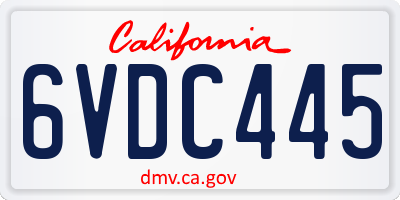 CA license plate 6VDC445