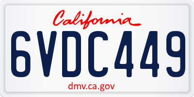 CA license plate 6VDC449