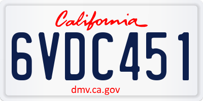 CA license plate 6VDC451