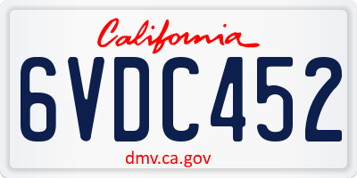 CA license plate 6VDC452