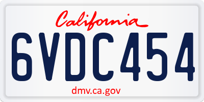 CA license plate 6VDC454