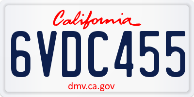 CA license plate 6VDC455