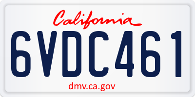 CA license plate 6VDC461