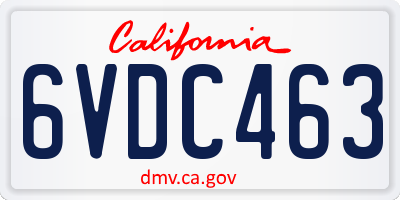 CA license plate 6VDC463