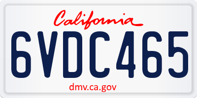 CA license plate 6VDC465