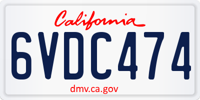 CA license plate 6VDC474