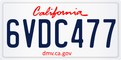 CA license plate 6VDC477