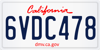 CA license plate 6VDC478