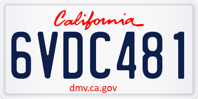 CA license plate 6VDC481