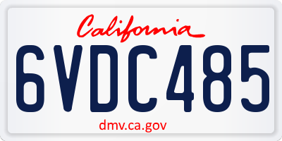 CA license plate 6VDC485