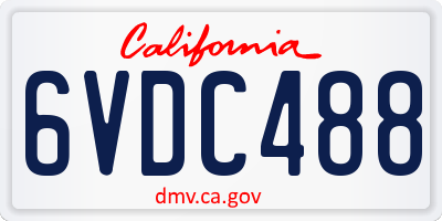 CA license plate 6VDC488