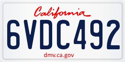 CA license plate 6VDC492