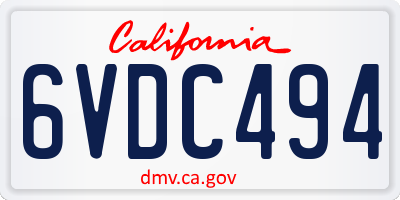 CA license plate 6VDC494