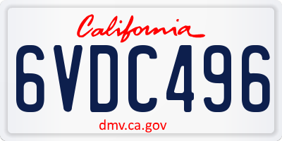 CA license plate 6VDC496