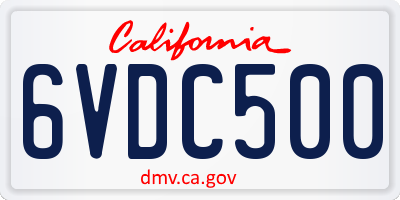 CA license plate 6VDC500