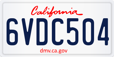 CA license plate 6VDC504
