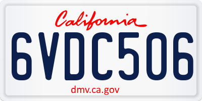 CA license plate 6VDC506